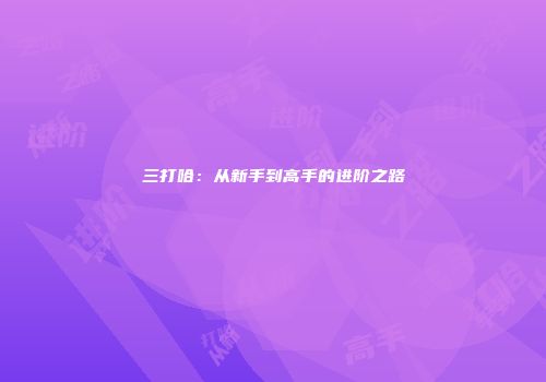 三打哈：从新手到高手的进阶之路