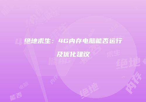 绝地求生：4G内存电脑能否运行及优化建议