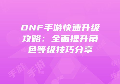 DNF手游快速升级攻略：全面提升角色等级技巧分享