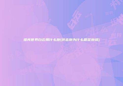 坦克世界白云用什么炮(突击炮为什么固定炮塔)
