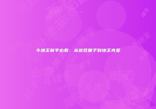 斗地主新手必看：从送豆童子到地主克星