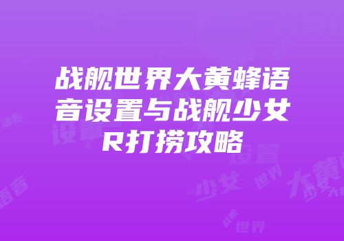 战舰世界大黄蜂语音设置与战舰少女R打捞攻略