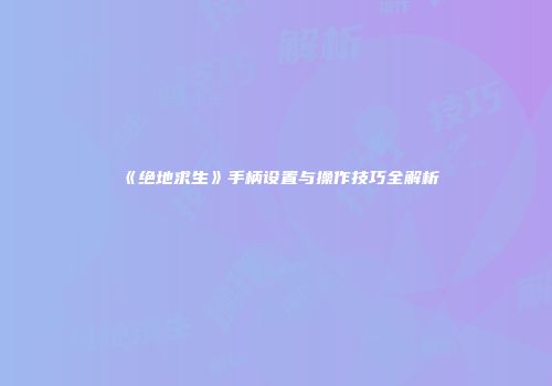 《绝地求生》手柄设置与操作技巧全解析