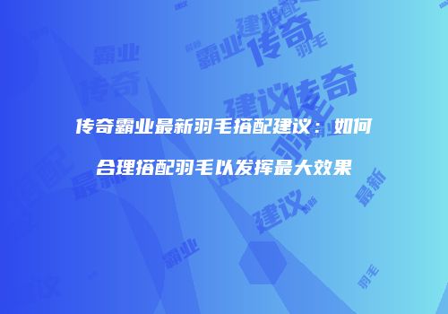 传奇霸业最新羽毛搭配建议：如何合理搭配羽毛以发挥最大效果