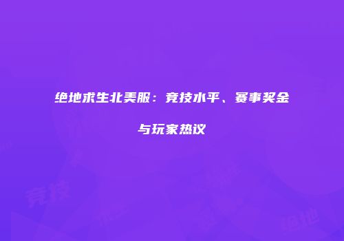 绝地求生北美服：竞技水平、赛事奖金与玩家热议