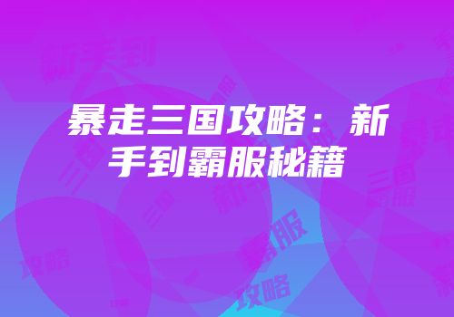 暴走三国攻略：新手到霸服秘籍
