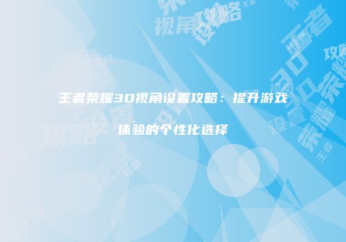 王者荣耀3D视角设置攻略：提升游戏体验的个性化选择