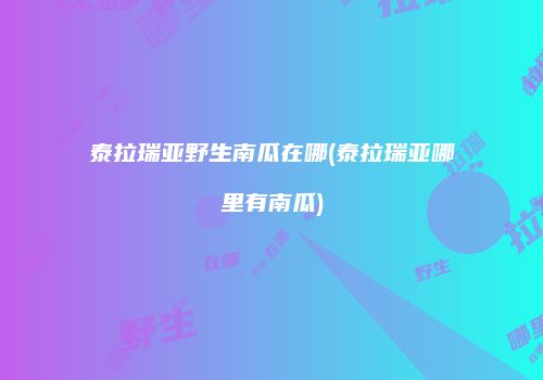 泰拉瑞亚野生南瓜在哪(泰拉瑞亚哪里有南瓜)