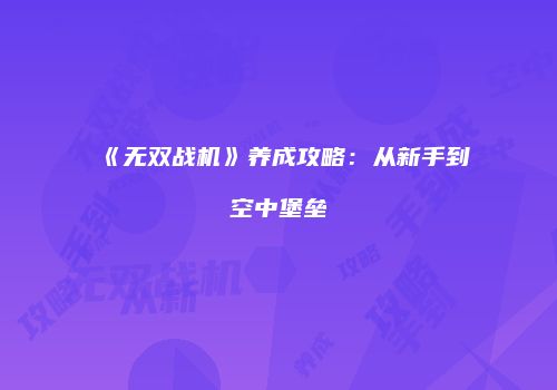 《无双战机》养成攻略：从新手到空中堡垒