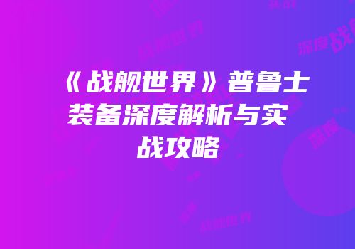《战舰世界》普鲁士装备深度解析与实战攻略