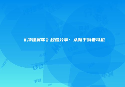 《冲撞赛车》经验分享：从新手到老司机