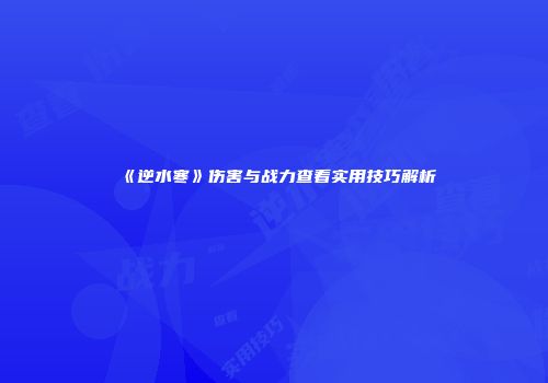 《逆水寒》伤害与战力查看实用技巧解析