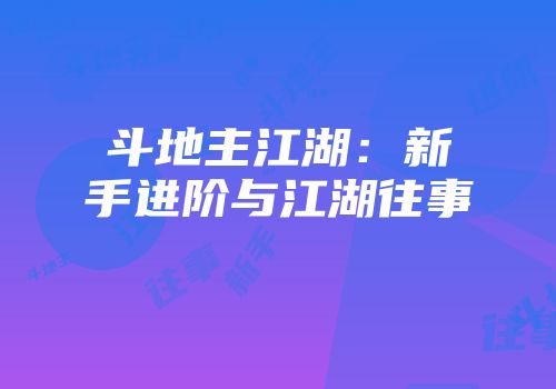 斗地主江湖：新手进阶与江湖往事
