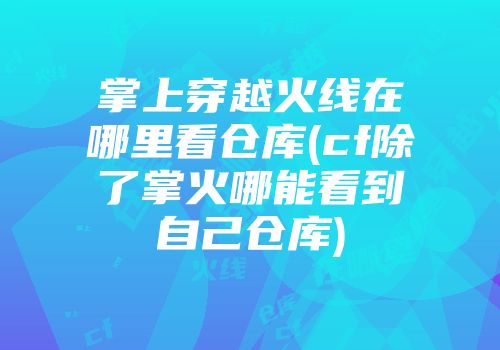 掌上穿越火线在哪里看仓库(cf除了掌火哪能看到自己仓库)