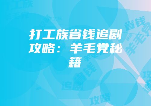 打工族省钱追剧攻略：羊毛党秘籍