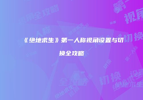 《绝地求生》第一人称视角设置与切换全攻略