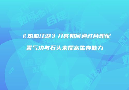 《热血江湖》刀客如何通过合理配置气功与石头来提高生存能力