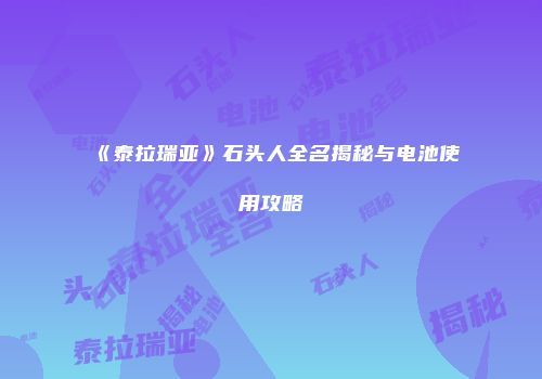 《泰拉瑞亚》石头人全名揭秘与电池使用攻略