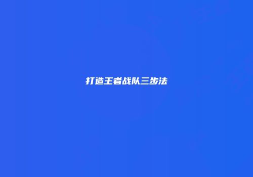 打造王者战队三步法
