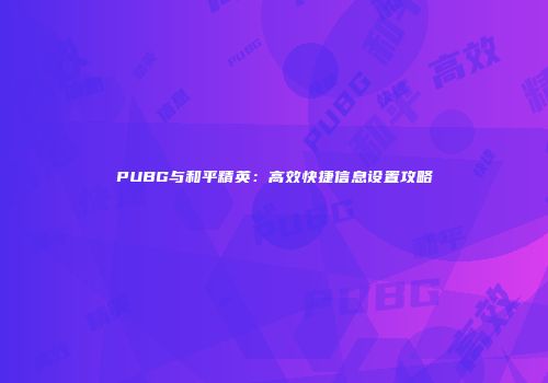 PUBG与和平精英：高效快捷信息设置攻略