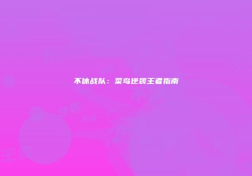 不休战队：菜鸟逆袭王者指南