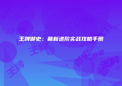 王牌御史：萌新进阶实战攻略手册