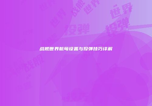 战舰世界航母设置与投弹技巧详解
