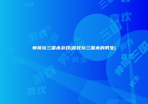 帅哥玩三国杀游戏(喜欢玩三国杀的男生)