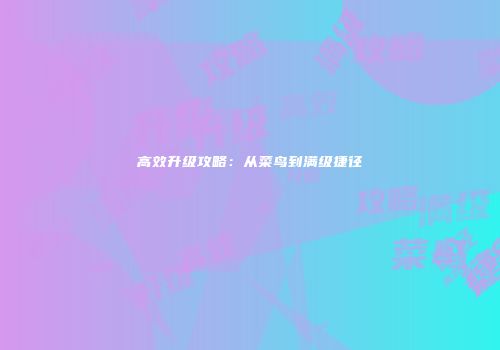 高效升级攻略：从菜鸟到满级捷径