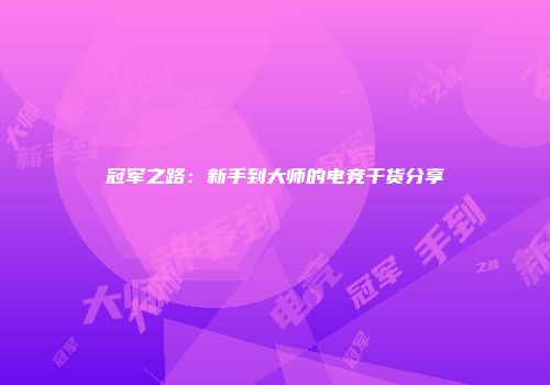 冠军之路：新手到大师的电竞干货分享