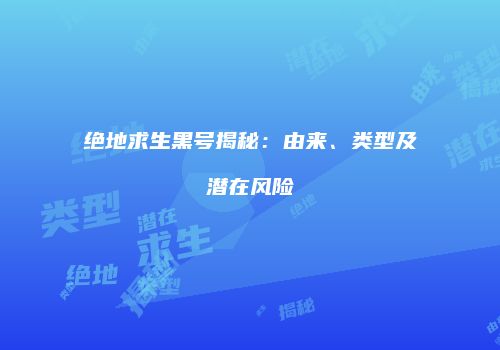 绝地求生黑号揭秘：由来、类型及潜在风险