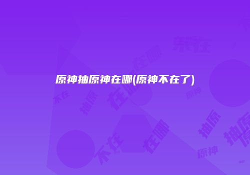 原神抽原神在哪(原神不在了)