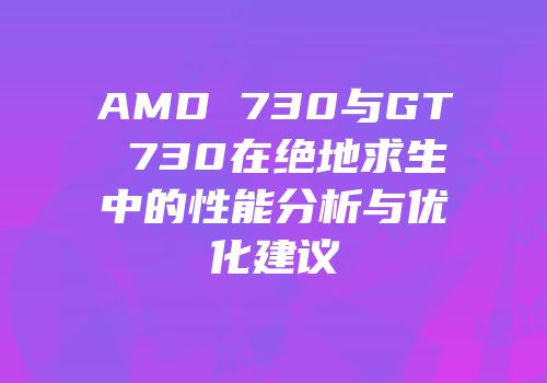 AMD 730与GT 730在绝地求生中的性能分析与优化建议