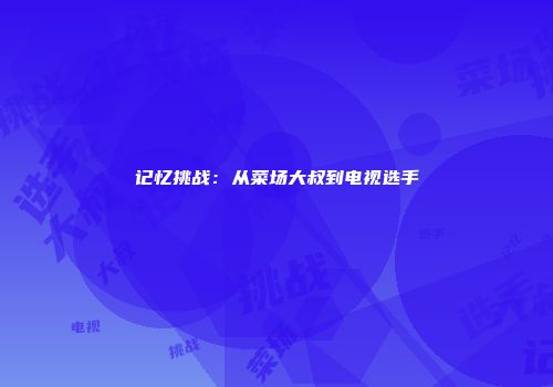 记忆挑战：从菜场大叔到电视选手