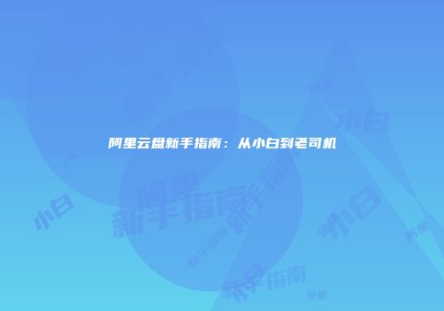 阿里云盘新手指南：从小白到老司机