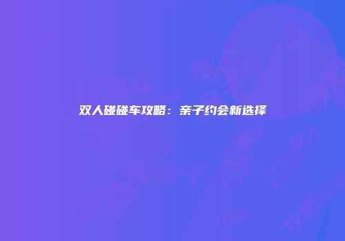 双人碰碰车攻略：亲子约会新选择