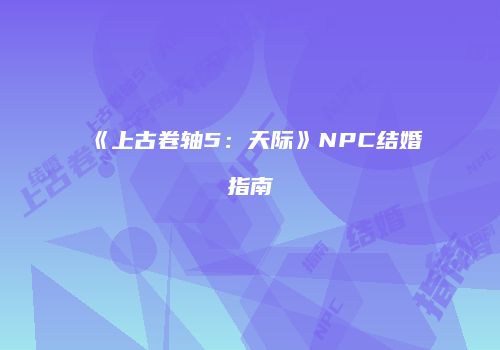 《上古卷轴5：天际》NPC结婚指南