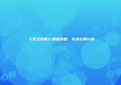 《空之纹章》满级攻略：实战心得分享
