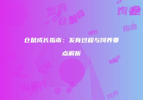 仓鼠成长指南：发育过程与饲养要点解析