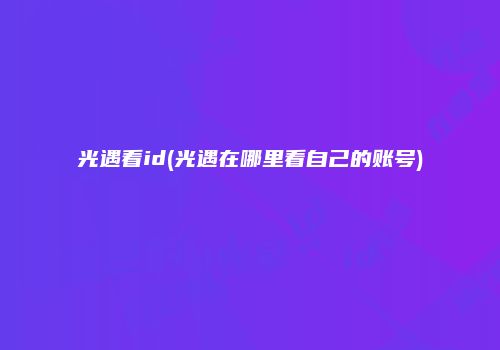 光遇看id(光遇在哪里看自己的账号)