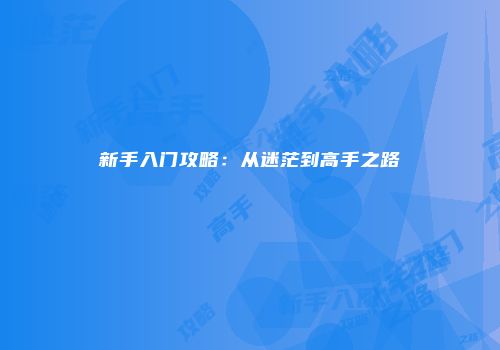 新手入门攻略：从迷茫到高手之路
