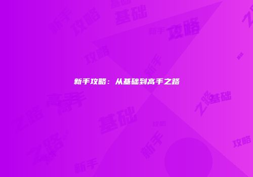 新手攻略：从基础到高手之路