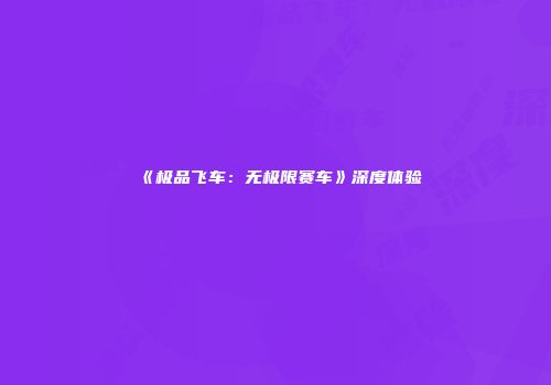 《极品飞车：无极限赛车》深度体验