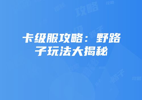 卡级服攻略：野路子玩法大揭秘