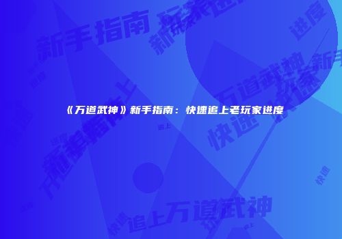 《万道武神》新手指南：快速追上老玩家进度