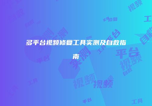 多平台视频修复工具实测及自救指南