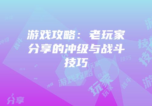 游戏攻略：老玩家分享的冲级与战斗技巧