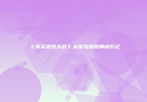 《真实坦克大战》从菜鸟到炮神成长记