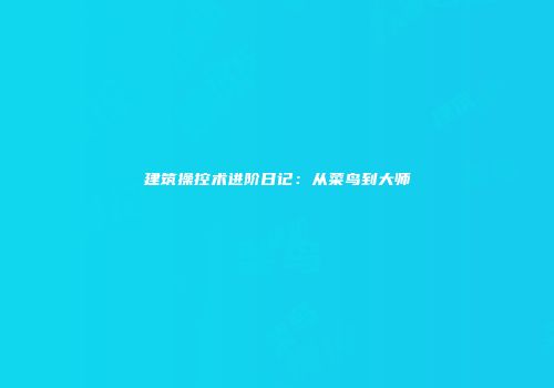 建筑操控术进阶日记：从菜鸟到大师