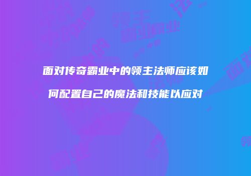面对传奇霸业中的领主法师应该如何配置自己的魔法和技能以应对